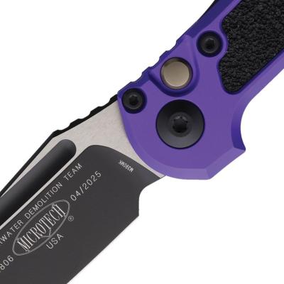 MCT11361PU Couteau Automatique Microtech LUDT Gen III Tanto Lame Acier M390MK Manche violet Clip USA - Livraison Gratuite