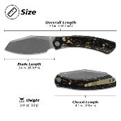 MGR827BK — Couteau Miguron Karok Lame Acier D2 Sheepsfoot Stonewash Manche Aluminium Noir Button Liner Lock - Livraison Gratuite