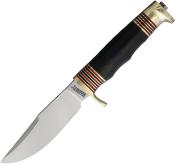 MR727 — Couteau Marbles Skinner Lame Acier D2 Satin Skinner Manche Micarta Noir Garde Laiton Etui Cuir Chasse Bushcraft Livraison Gratuite
