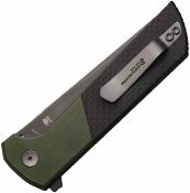 NMB2407SGCFD North Mountain Blade Chop 2 – Couteau Pliant Lame SLD‑Magic San Mai Tanto – Manche Alu/FCarbone Vert – Livraison Gratuite