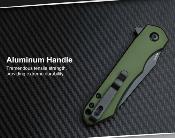  OKNFREEZEODG Couteau Oknife Freeze Wharncliffe Lame Acier 154CM Manche Aluminium Vert OD Sécurité Liner Lock - Livraison Gratuite