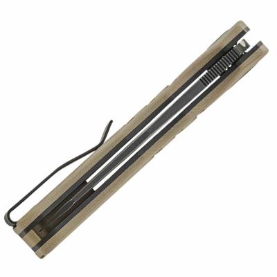 PFE17KDW Couteau Pliant Petrified Fish Trilobite | Lame Reverse Tanto Acier Sandvik 14C28N Black | Manche Khaki G10 Button Lock - Livraison Gratuite