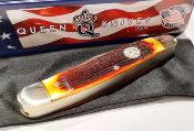 QAWB47 Couteau Queen USA Amber Winterbottom Bone Stockman – Lames Acier Carbone 1095 – Manche Os – Slip Joint – USA – Livraison Gratuite
