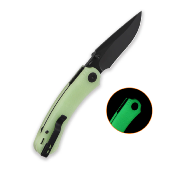 QS174B2 QSP Coyote Nitro V Black Glow G10 Couteau Lame Acier Nitro-V Manche Plaquettes Glow-in-the-Dark G10 Button Liner Lock - Livraison Gratuite