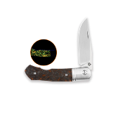 QS175D QSP Heron Nitro V Orange Shredded CF Couteau Lame Acier Nitro-V Manche Plaquettes Carbone Phosphorescent Slip Joint - Livraison Gratuite