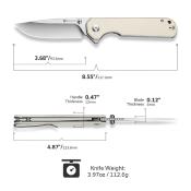 S240951 Couteau Sencut Aetheris Clip Point Lame Acier Inox 9Cr18MoV Manche G10 Ivory Linerlock Ouverture Flipper - Livraison Gratuite