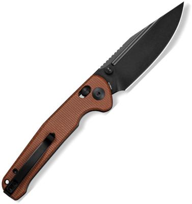 S250463 — Couteau SENCUT Glenspar Lame Acier 9Cr18MoV Black Clip-Point Manche Micarta Marron Crossbar Lock - Livraison Gratuite