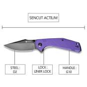 SA02D Couteau SENCUT Actium Purple G10 Lame Acier D2 - Livraison Gratuite