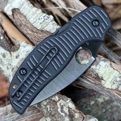 SC123GPBKMCBK Couteau SPYDERCO Sage 5 Salt Lame Acier CPM MagnaCut Black TiCN Manche G10 Black Compression Lock - Livraison Gratuite