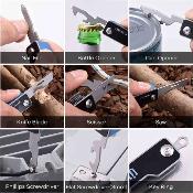 SHIAK01 Shieldon Multitan Tool AK01 | Outil Multifonction 9-en-1 | Lame 420 43 mm | Manche Aluminium + ABS | Verrouillage Axial - Livraison Gratuite