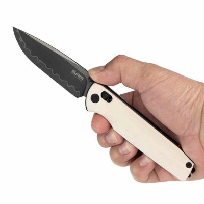 SRM258LGT2 Couteau SRM Terrier | Lame Drop Point Acier 140Cr Black | Ambi-Lock & Manche G10 White - Livraison Gratuite