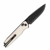 SRM258LGT2 Couteau SRM Terrier | Lame Drop Point Acier 140Cr Black | Ambi-Lock & Manche G10 White - Livraison Gratuite