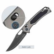 SRM9203AK2 Couteau SRM Retriever 9203-AK | Lame Clip Point Acier Blk 140Cr | Manche Aluminium Gris + Inlay G10 | Ambi Lock - Livraison Gratuite