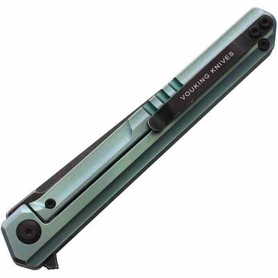 STETS06GRN Couteau Pliant Stedemon Vouking | Lame Drop Point Acier D2 | Frame Lock & Manche Titane Green - Livraison Gratuite