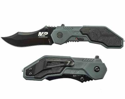 SWMP1BCP Smith & Wesson M&P Linerlock A/O – Couteau pliant lame Acier 4034 manche alu noir/gris, brise-vitre, clip – Livraison Gratuite