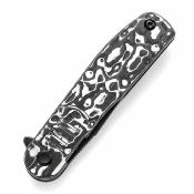 T2072A4 Tenable Einar - Couteau Pliant EDC - Lame Sheepfoot Acier Nitro-V Manche F Carbone Noir/Blanc - Livraison Gratuite