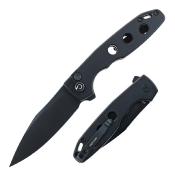 TD016BK Couteau Defcon Ghost Sheepfoot Sandvik 14C28N Lame Noire Manche Alu Noir Sécurité Button Lock - Livraison Gratuite