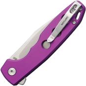 TD016PP Couteau Defcon Ghost Purple Lame Sheepfoot Sandvik 14C28N Manche Alu Sécurité Button Lock - Livraison Gratuite