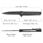 TVTY28BM14 Couteau Trivisa Seagull-Black Drop Point Lame Acier 14C28N Manche Micarta Black Bearing Liner Lock - Livraison Gratuite