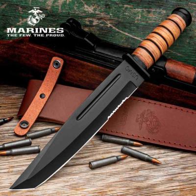 UC3476 USMC Tanto Survival  | Machette Tactique | Lame Inox 235 mm | Manche Cuir Empilé | Étui Cuir - Livraison Gratuite