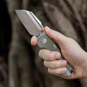 VOSA1311 Vosteed Hedgehog – Couteau Lame Sheepsfoot Acier CPM S35VN Manche Micarta Olive Top Liner Lock - Livraison Gratuite