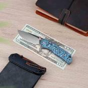 VOSA1609 Couteau pliant Vosteed Marten | Lame Drop Point acier 154CM | Top Liner Lock | Manche FCarbone bleu – Livraison Gratuite