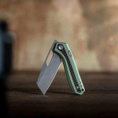 VOSA1803 Vosteed Kroc A1803 – Couteau Pliant Lame Acier S35VN Satin Top Liner Lock Manche Aluminium & Micarta Vert – Livraison Gratuite