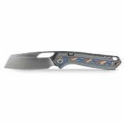 VOSA1813 Vosteed Kroc Ocean | Couteau Lame Reverse Tanto Acier S35VN Satin | Manche Gray Aluminum & Ocean Micarta Inlays - Livraison Gratuite