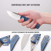 VOSA2605 Couteau Vosteed Porcupine Blue Drop Point Lame Acier 14C28N - Manche Micarta - Liner Lock - Livraison Gratuite