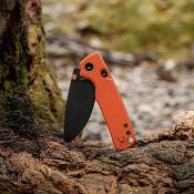 VOSA2628 — Couteau Vosteed Porcupine Lame Acier Sandvik 14C28N Drop Point Stonewash Noir Manche G10 Orange Top Linerlock - Livraison Gratuite