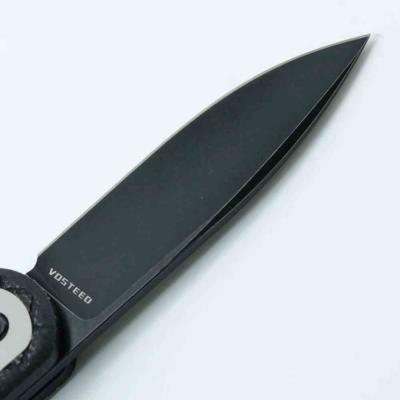 VOSCGS05 Vosteed Knives - Couteau Corgi Black Manche Micarta Lame Acier 14C28N Drop Point Trek Lock - Livraison Gratuite