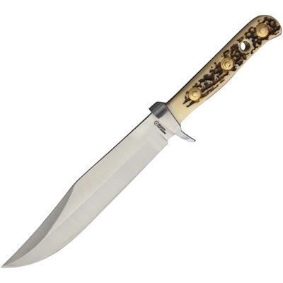 Couteau Bowie American Hunter Lame Acier Inox Manche Façon Bois de Cerf AH017 - Livraison Gratuite