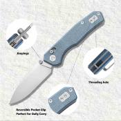 CMB18D CMB Explorer V2 | Couteau Lame Acier 14C28N Drop Point | Manche Blue Micarta | Axis Lock | Livraison Gratuite