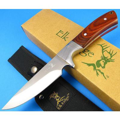 Couteau de Chasse Elk Ridge Acier 440 Manche Bois Etui Nylon ER148 - Free Shipping