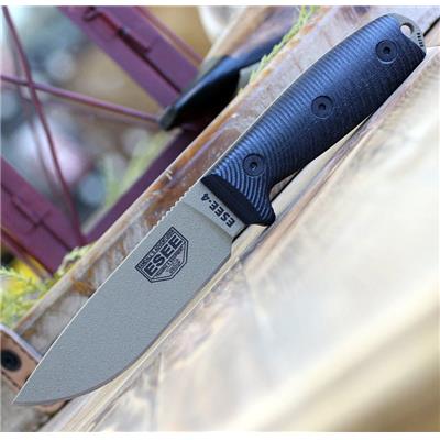 ES4PDE001 Couteau ESEE ESEE-4 Lame Dark Earth 1095 Carbon Manche Black G10 USA - Livraison Gratuite