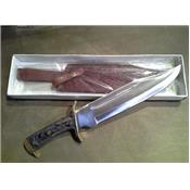 PA3349 Couteau Bowie Fort Alamo Acier Inox Manche Bois Etui Cuir - Livraison Gratuite