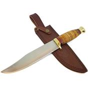 Poignard Couteau de Chasse Bowie Stacked Leather Manche Cuir Etui Cuir PA3385 - Livraison Gratuite