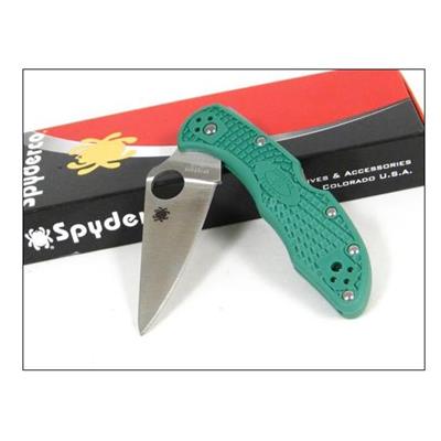 Couteau Spyderco Delica Flat Ground Green Acier VG-10 Manche FRN Made In Japan SC11FPGR - Free Shipping