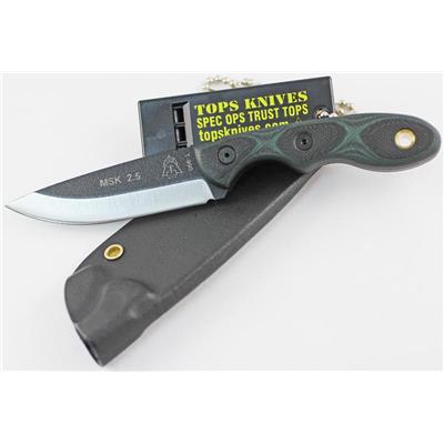 Couteau Tops Mini Scandi Knife Acier Carbon 1095 Manche Green/Black G-10 Tops Knives Made in USA TPMSKGB - Free Shipping