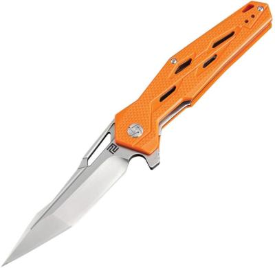 ATZ1812PSOE Couteau Artisan Bombardier | Lame Acier D2 SW Drop Point | Manche G10 Orange | Liner Lock | Livraison Gratuite