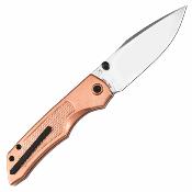 ATZ1870GCO ArtisanCutlery Wizard | Couteau Lame Drop Point Acier CPM S90V Manche Cuivre IKBS Button Lock - Livraison Gratuite