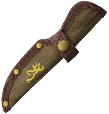 BR0575B Couteau de Chasse Browning Lame Acier Inox Manche Bois Étui Ceinture Nylon - Livraison Gratuite