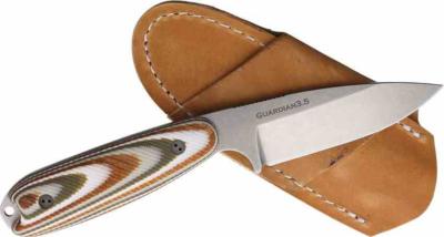 BRAD35S127 Bradford Guardian 3.5 – Couteau Lame Acier Bohler N690 Manche G10 Snow Camo Étui Cuir USA – Livraison Gratuite