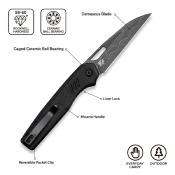 C24062BDS1 CIVIVI Guile Black – Couteau Pliant EDC Lame Acier Damas Manche Micarta Black Ball Bearing Linerlock - Livraison Gratuite