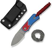 CIVC23045A1 — Couteau Civivi Baby Banter Fixed Blade Jump Lame Acier Nitro-V 59-61 HRC Gray Stonewash Drop-Point Manche G10 Rouge Blanc Bleu Lame Fixe - Livraison Gratuite