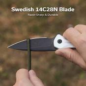 CIVC240912 CIVIVI Kitefin – Couteau pliant Button Lock Lame Acier 14C28N Black Stonewash Manche Gray Aluminum - Livraison Gratuite