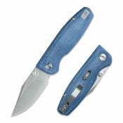 CMB21A Couteau CMB Made Knives Lucky | Lame Drop Point Acier 14C28N | Manche Blue Micarta Liner Lock - Livraison Gratuite