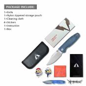 CMB21A Couteau CMB Made Knives Lucky | Lame Drop Point Acier 14C28N | Manche Blue Micarta Liner Lock - Livraison Gratuite