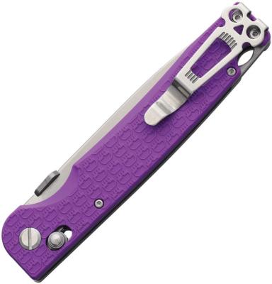 DGRDPFPRSW — Couteau Daggerr Knives Dropet Crossbar Lock Lame Acier 8Cr14MoV Spear Point Stonewashed Manche FRN Violet Thumb Disk - Livraison Gratuite