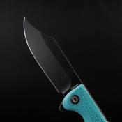 DGRPWTFBW Daggerr Knives Powie | Couteau Pliant Lame Clip Point Acier 8Cr14MoV Black Stonewash | Manche FRN Bleu Clair  - Livraison Gratuite